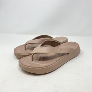 Crocs Sandals Womens Size 11 Beige Flip Flop Platform Comfort 209569 Shoes